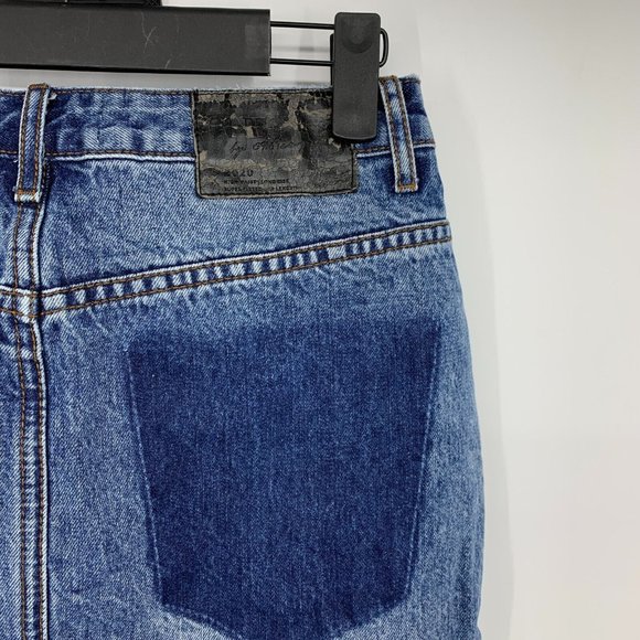 One Teaspoon Denim Skirt Blue Button Fly Pencil Fray High Waist - Picture 8 of 13